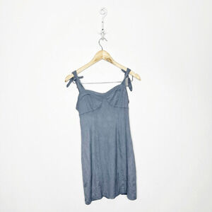 FREE PEOPLE Something Bout You Mini Dress Ribbed OB842081 corset GREY XS NWT